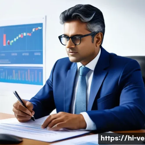 기업가치평가사 주요 업무 분석 - A detailed and professional corporate office scene showing a financial analyst deeply examining mult...