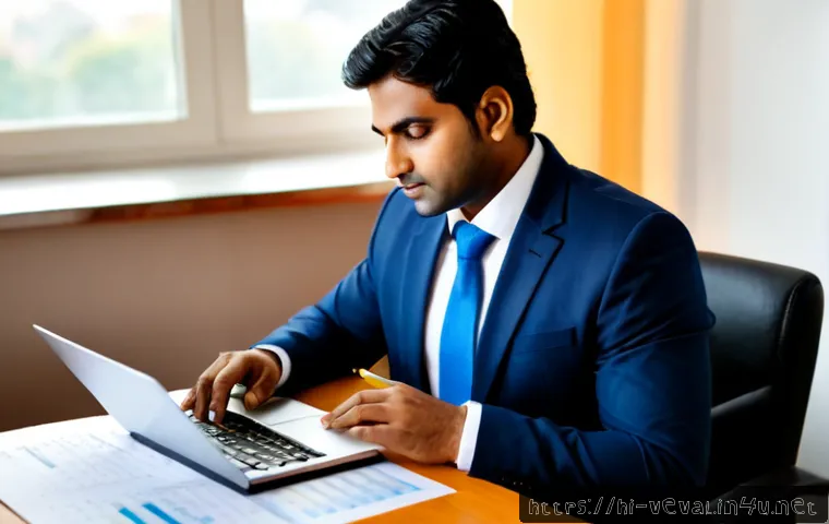 기업가치평가사 경력 관리 팁 - Photorealistic Indian corporate valuation analyst in a tailored business suit reviewing financial ch...